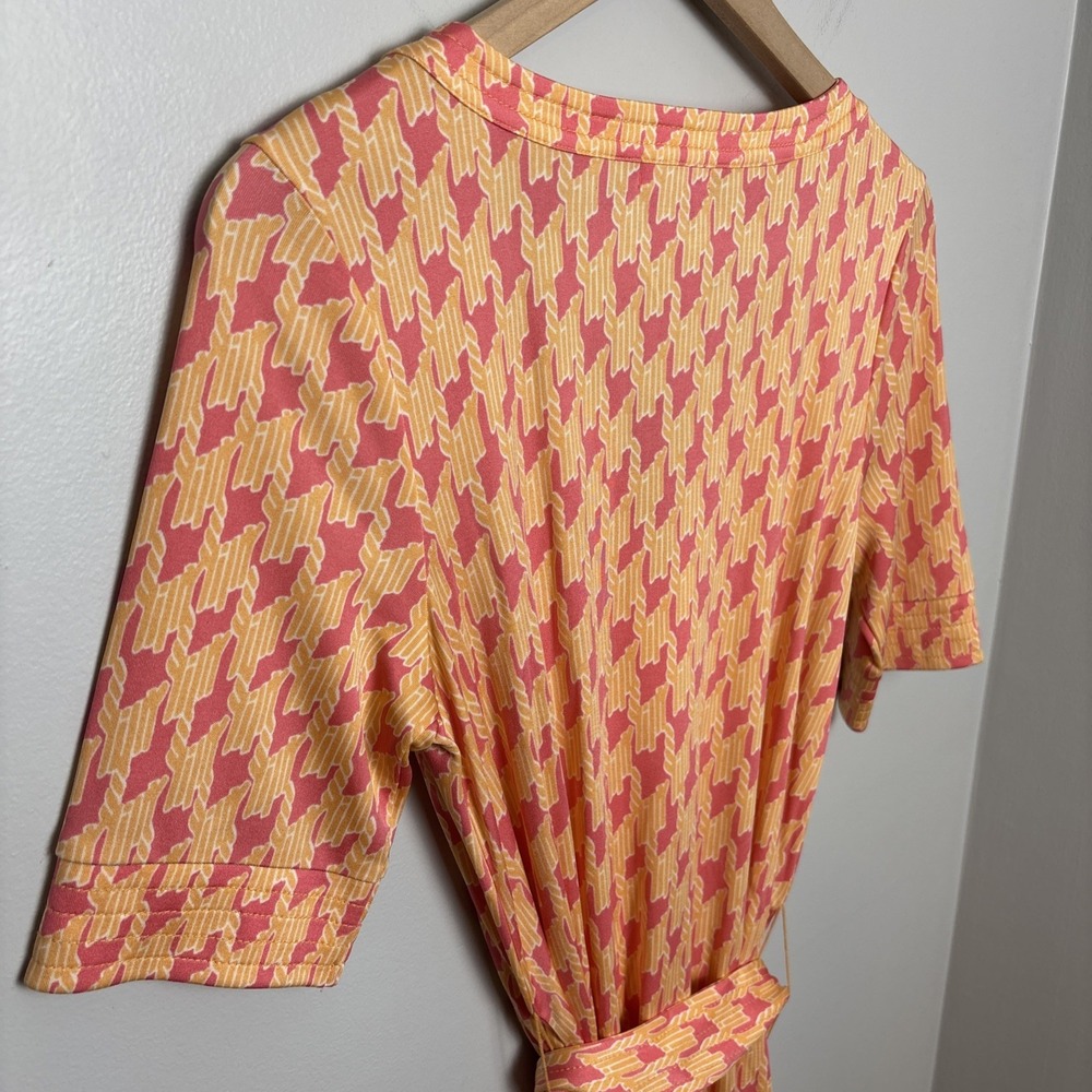 Lilly Pulitzer Colleen Silk Dress Printed Apricot‎ Armstrong Houndstooth Size 10 - Picture 10 of 11